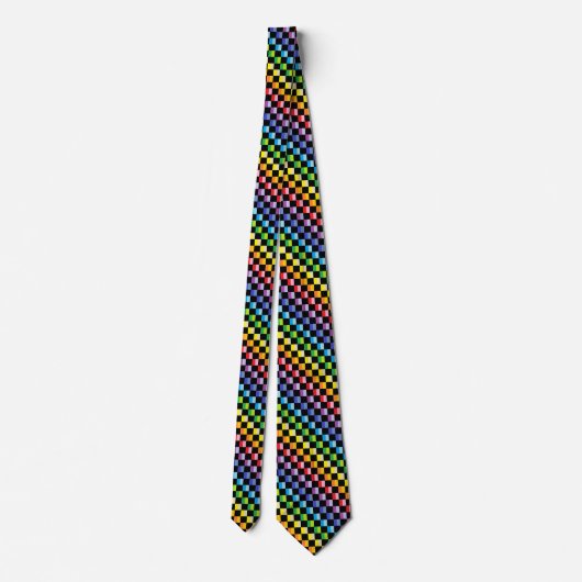 Cravate Plus large noir Checkered d'arc-en-ciel de spectre (Dos)