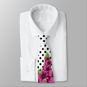 Cravate Plutôt Rose Fleurs Polka Dot