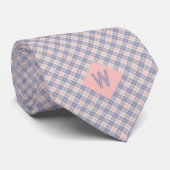 Cravate Poche et gris Blush Plaid Monogramme (Roulé)