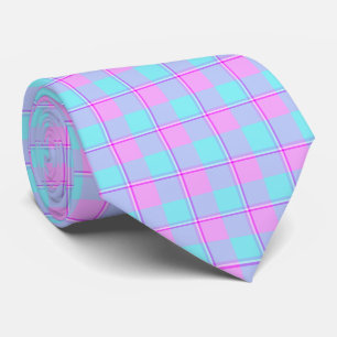 Cravate Pochette à carreaux Mauve et Brume Côtière