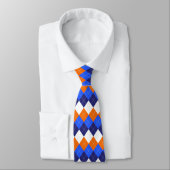 Cravate Pochette de cou argyle bleue, orange et blanche (Attaché)