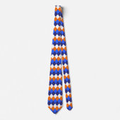 Cravate Pochette de cou argyle bleue, orange et blanche (Devant)