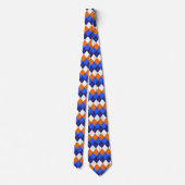Cravate Pochette de cou argyle bleue, orange et blanche (Dos)