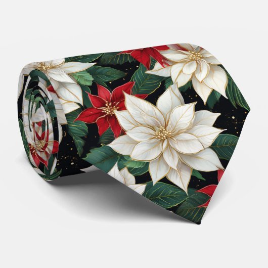 Cravate Poinsettias (Roulé)
