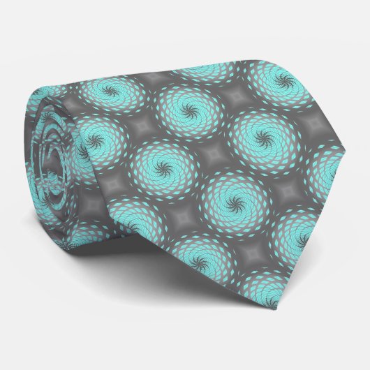 Cravate Point Motif Turquoise (Roulé)
