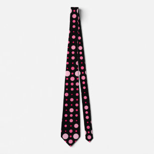 Cravate Point Polka 01.BG noir rose
