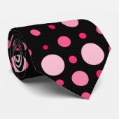 Cravate Point Polka 01.BG noir rose (Roulé)
