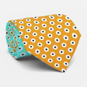 Cravate Point Polka Noir/Blanc Sur Turquoise/Or (Roulé)