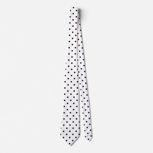 Cravate Point Polka Noir Et Blanc Moderne   (Devant)