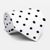 Cravate Point Polka Noir Et Blanc Moderne   (Roulé)