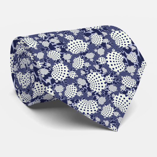 Cravate Pointe de polka bleu et blanc mandelbrot (Roulé)