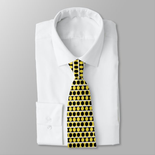 Cravate Pointe Noir, Blanc et Jaune (Attaché)
