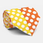 Cravate Pointe Polka blanche, jaune et orange (Roulé)