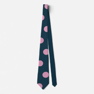Cravate Pointe Polka (Bleu Minuit et Rose Doux)