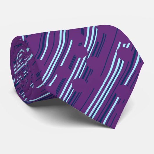 Cravate Pointe Racer Polka Pot Striped Purple Deux côtés (Roulé)