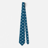 Cravate Pointer Dog Silhouettes Motif Bleu et Blanc (Devant)
