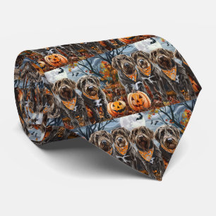 Cravate Pointeur à poils durs Griffon Halloween Éffrayant