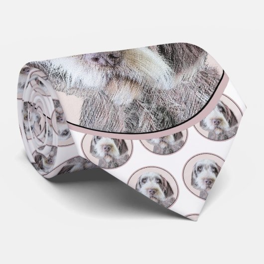 Cravate Pointing à poils durs Peinture Griffon - Art Chien (Roulé)