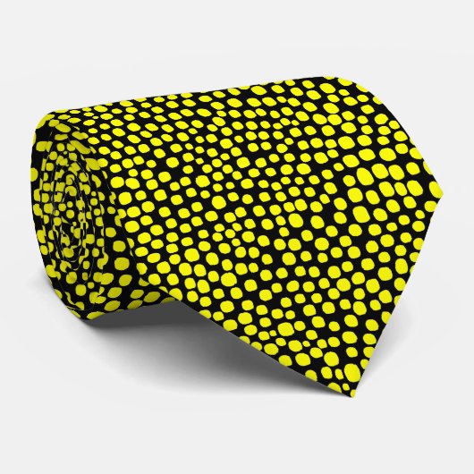 Cravate Points aléatoires - Jaune sur Noir (Roulé)