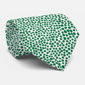 Cravate Points aléatoires - Vert de forêt sur blanc (Roulé)