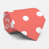 Cravate Points blancs motif sur corail vivant (Roulé)