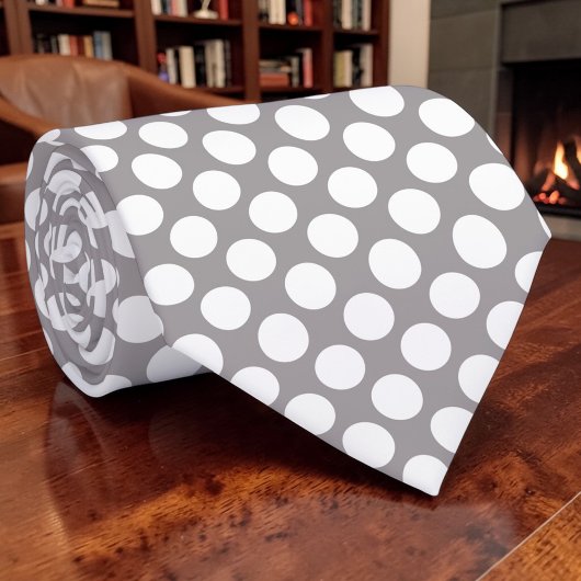 Cravate Points blancs sur gris personnalisé
