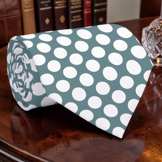 Cravate Points blancs sur personnalisé bleu poussiéreux