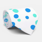 Cravate points bleus, blanc (Roulé)