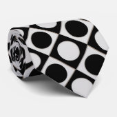 Cravate Points & Carrés / noir blanc + vos idées (Roulé)