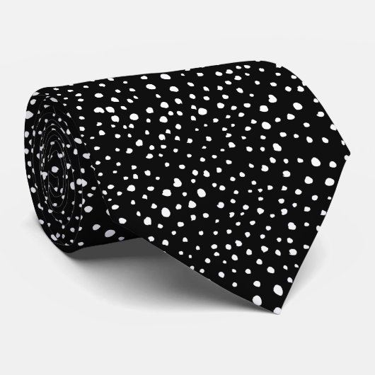 Cravate Points dalmatiens, Zones dalmatiennes, Noir et Bla (Roulé)