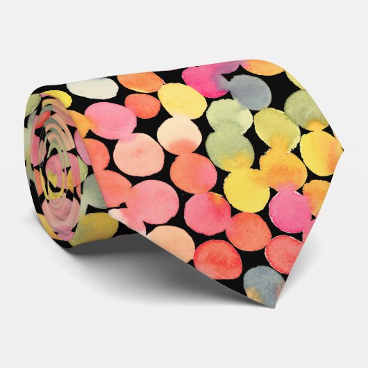 Cravate Points d'aquarelle colorés Abstraits (Roulé)