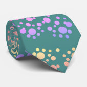 Cravate Points de couleur arc-en-ciel sur Turquoise (Roulé)