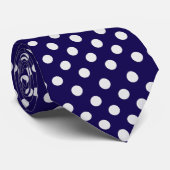 Cravate Points de polka bleu marine et blanc (Roulé)