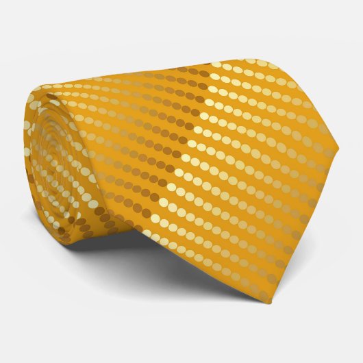 Cravate Points de satin - or et moutarde (Roulé)