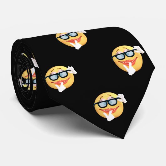 Cravate Points dorés modernes, visage Emoji (Roulé)