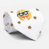 Cravate Points dorés modernes, visage emoji (Roulé)