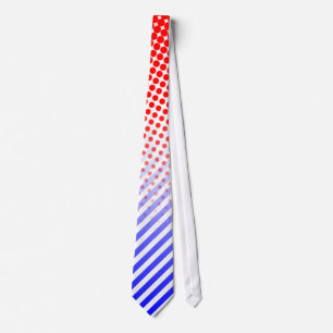 Cravate Points et bandes rouges et bleus