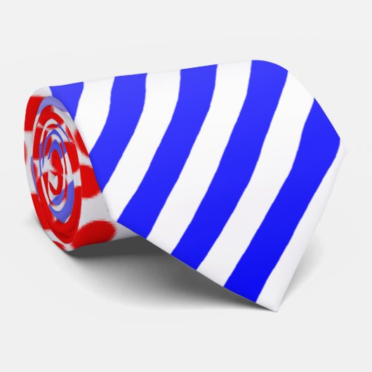 Cravate Points et bandes rouges et bleus (Roulé)