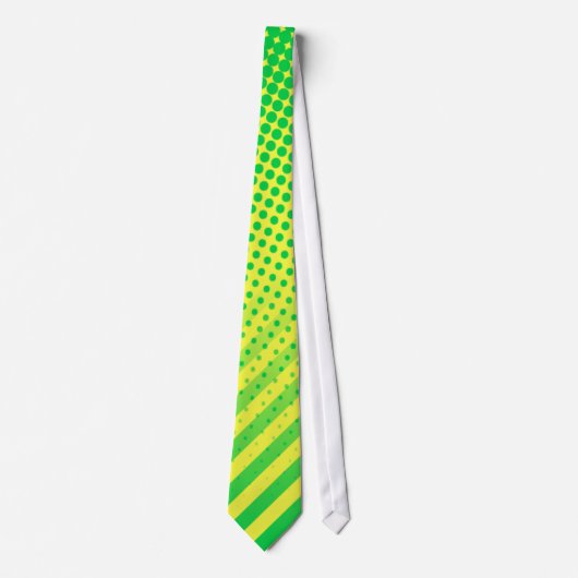 Cravate Points et rayures jaunes et verts (Devant)