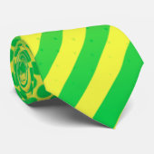 Cravate Points et rayures jaunes et verts (Roulé)