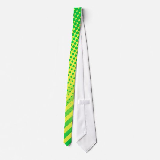 Cravate Points et rayures jaunes et verts (Dos)