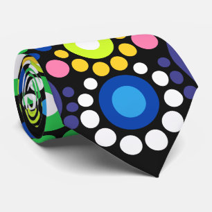 Cravate Points Hippie Retro Mandala Floral Dotés