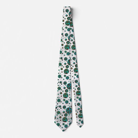 Cravate Points Leopard Brown et Turquoise PrintPolka (Devant)