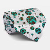 Cravate Points Leopard Brown et Turquoise PrintPolka (Roulé)