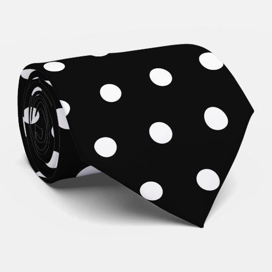 Cravate Points noirs et blancs classiques motif sans faill (Roulé)