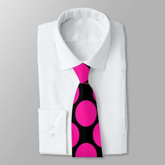 Cravate Points noirs roses chauds (Attaché)