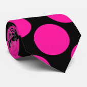 Cravate Points noirs roses chauds (Roulé)