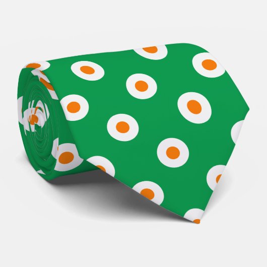 Cravate Points orange/blanc sur vert (Roulé)