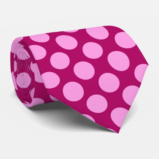 Cravate Points rétro géants - Berry rose (Roulé)
