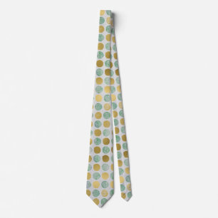 Cravate Points Retro Gold, Brown & Turquoise Hommes